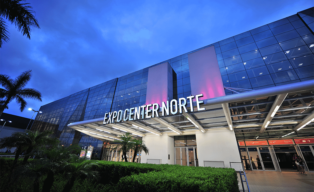 Fachada do Expo Center Norte em São Paulo para cobertura de feiras e congressos