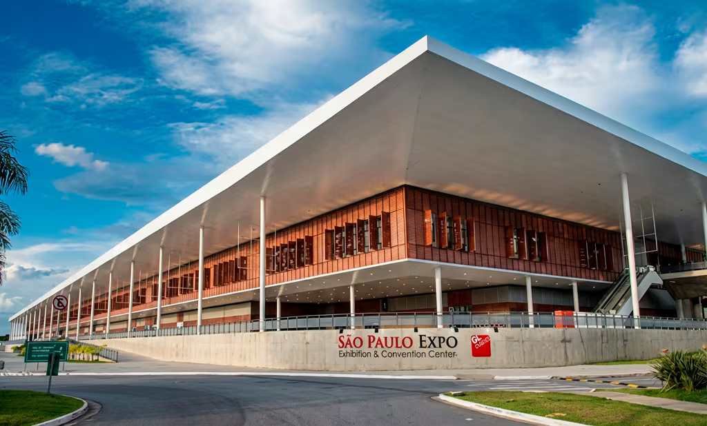 Fachada do São Paulo Expo em São Paulo para cobertura de feiras e exposições